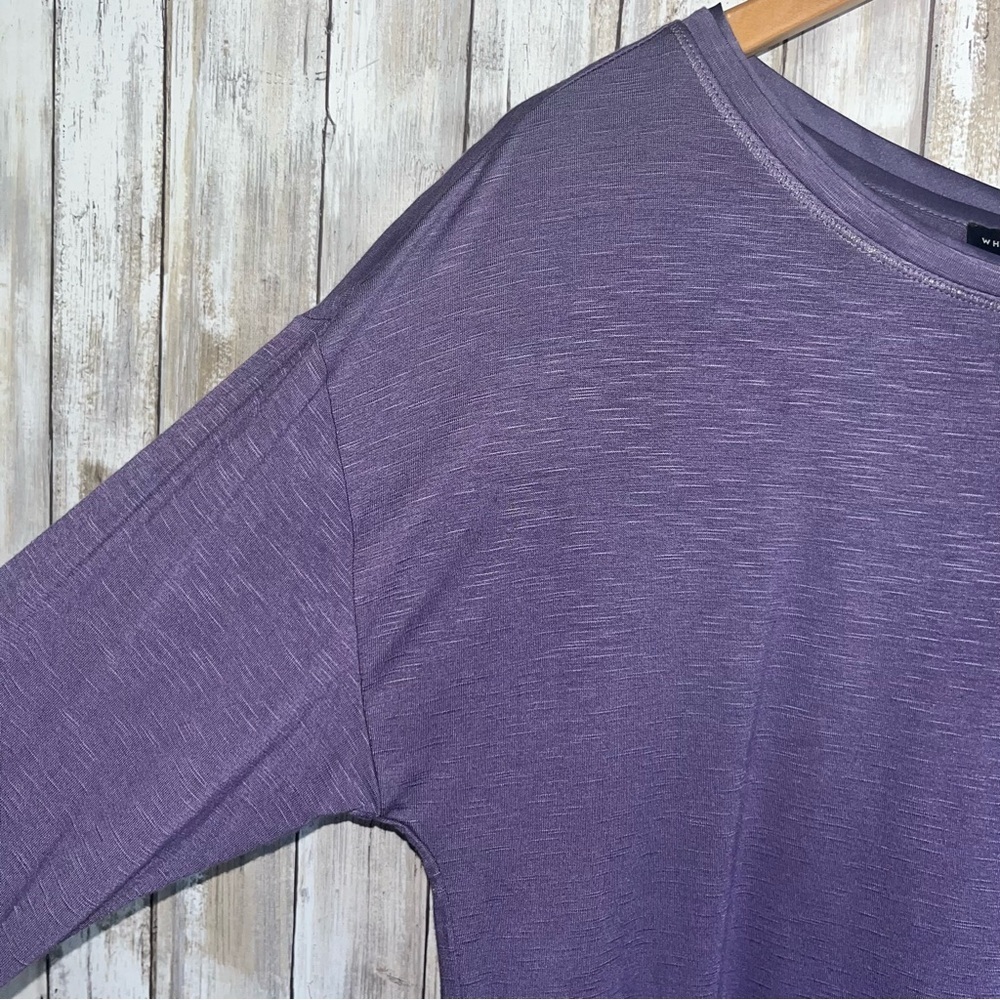 White House Black Market Purple Scoop Neck Oversized Long Sleeve Blouse Small - Picture 4 of 6